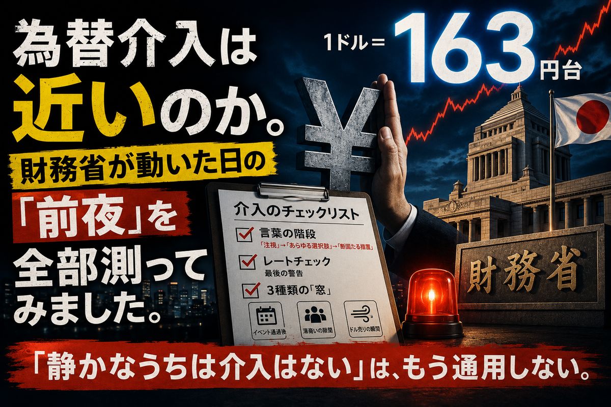 介入は「距離」ではなくチェックリスト。財務省が動いた日の前夜を実データで測る